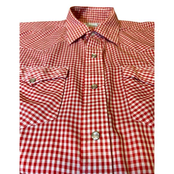 HbarC VTG California Western Pearl Snap Shirt Mens Size 17.5 34 Made in USA - Picture 6 of 10